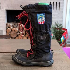 Pajar Tall Black Nylon Fur Lined Lace Up Winter Snow Boots Sz EU 39